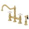 Kingston Brass KS3272PXBS Restoration 8" Bridge Kitchen Faucet W/Sprayer, Brass KS3272PXBS - alternate 1